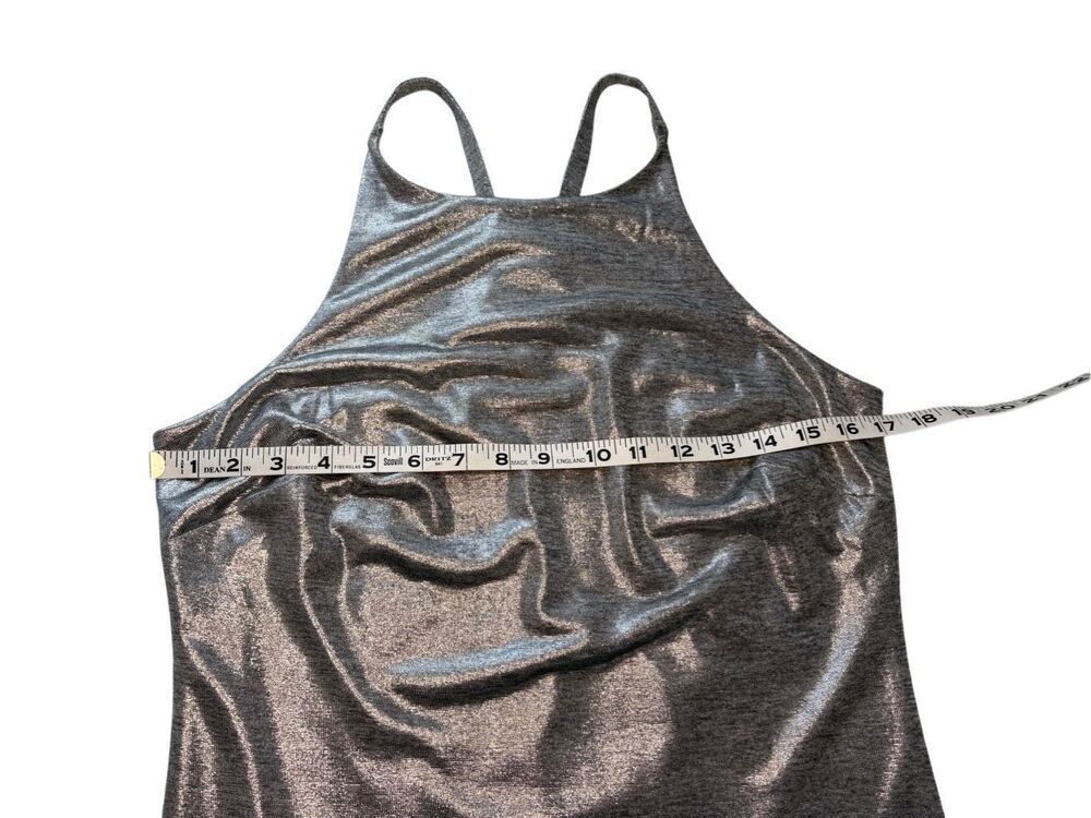 White House Black Market silver metallic sleeveless halter dress - M - Picture 9 of 11